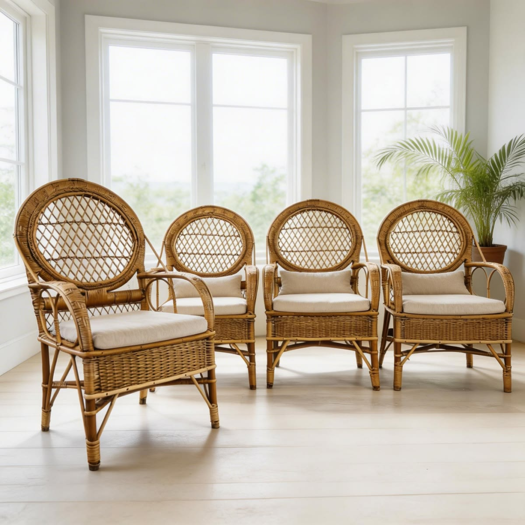 Small Patio Makeover with Rattan Chairs and Lush Greenery image